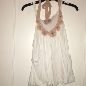 pink and white tank top